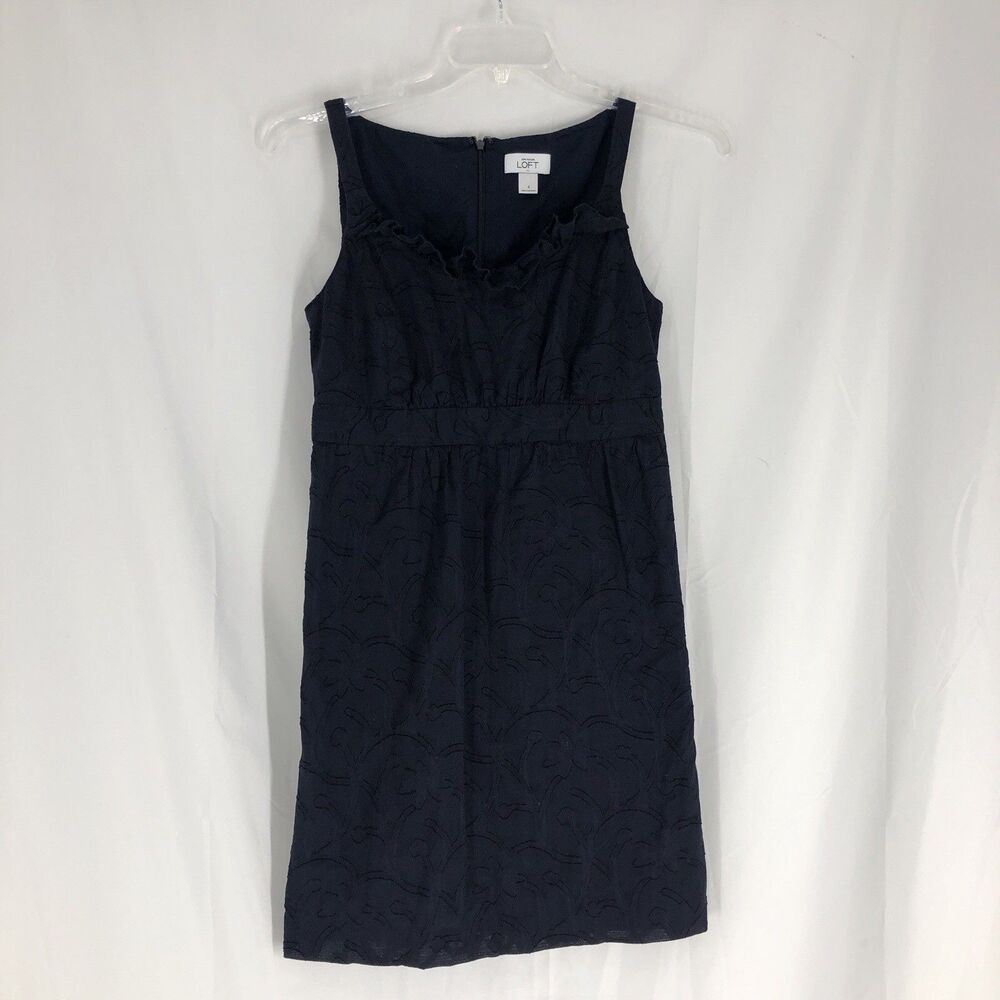 Ann Taylor LOFT Sleeveless Dress Women's Size 4 Navy Blue Sundress